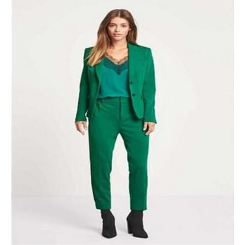 Custom Made Business Pant Suits for Women Plus Size Ladies Pantsuit Green Blazer+Pants for Work Pantsuit for Wedding Party