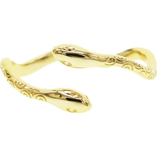 Gold Vermeil 925 sterling silver finger ring open adjusted snake shaped minimal delicate rings for women