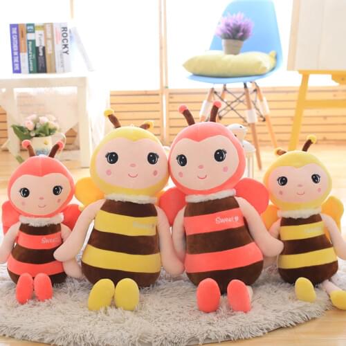 1pc Sweet Bee Plush Toys Soft Stuffed Cartoon Animal Yellow/Pink Bee Dolls Home Decoration Kids Lover Valentines Day Best Gifts