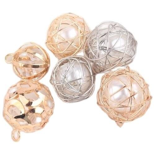 10pcs Gold Wire Wrapped Imitation Pearls For DIY Stud Earrings Making Pendants Charms Jewelry Findings Hair Accessories