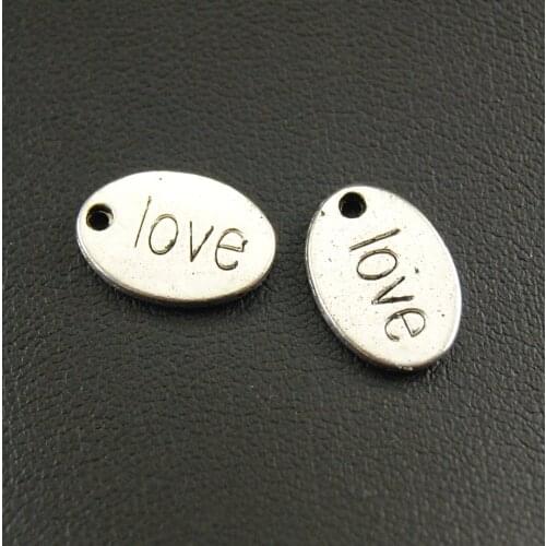 10pcs Silver Color Love Letter Charms Bracelet Necklace Jewelry Making Handmade A1084