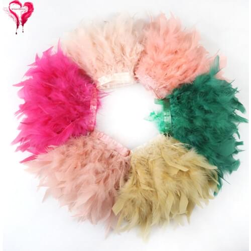 13 Colors 1 Meter Width 10-15 CM Lovely Downy Dyed Colorful Turkey Chandelle Feather Satin Ribbon Trim Clothing Party Decoration