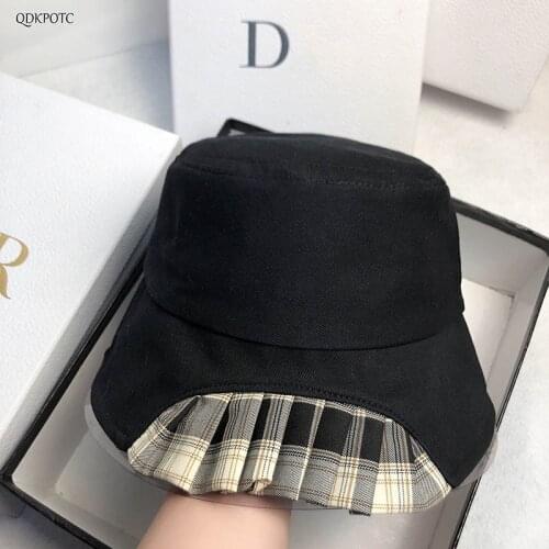 2021 Cap Spring Summer New Explosion Women Pleated Bucket Hats Fashion Refreshing Cotton Sun Protection Shading Sun Hats QDKPOTC