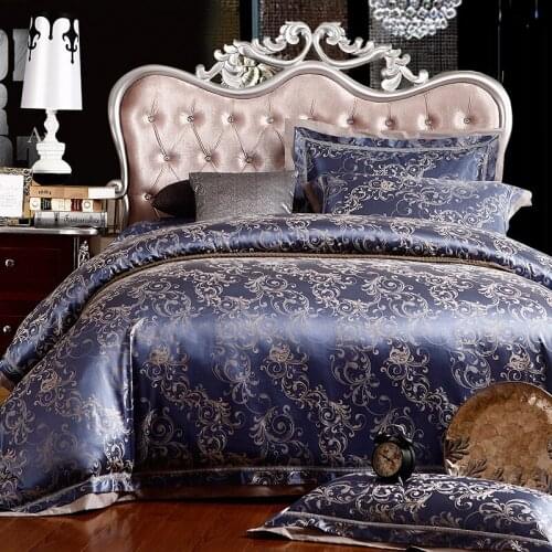 Luxury King Queen Wedding Bedding Sets Satin Cotton Jacquard Bed sheet Duvet cover Pillowcases 4/6pcs White Green blue silver