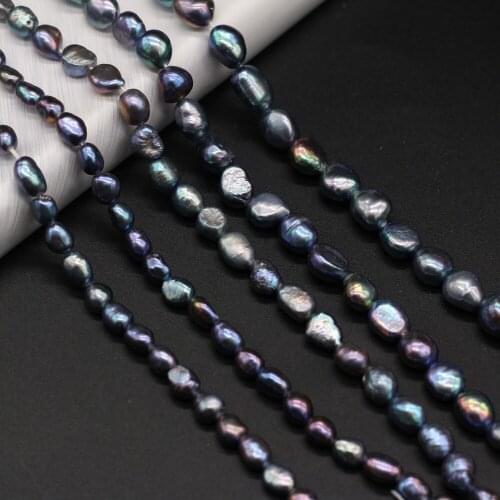 5/6/7/8/9/10mm Black Freshwater Pearl Beads Charm Natural Freeform Pearls for Jewelry Making DIY Elegant Necklace Bracelet 36cm