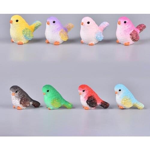 5Pcs/set Resin Home Ornament Cute Little Birds Animal Model Figurine Glass Decor Miniature Craft Garden DIY Accessories
