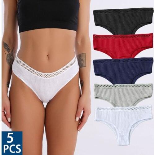 5Pcs Underwear Women Solid color Panties Breathable Sexy Panties Low waist Briefs Intimate Lingerie Comfortable Cotton Underpant