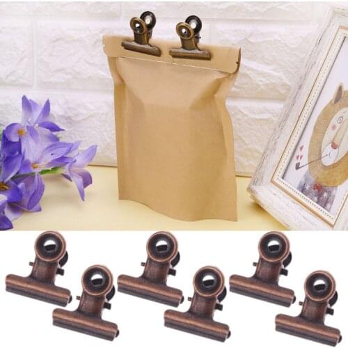 6PCS Kitchen Food Sealing Bag Clips Stainless Steel Letter Paper Photo File Binder Clip School Office Kitchen Bags Clamps 22mm