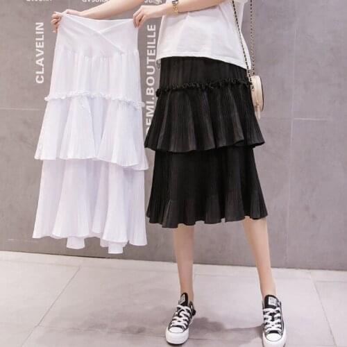 8175# Across V Adjustable Belly Cotton Maternity Skirts Pleated Cake Skirts Clothes for Pregnant Women Spring Summer Pregnancy