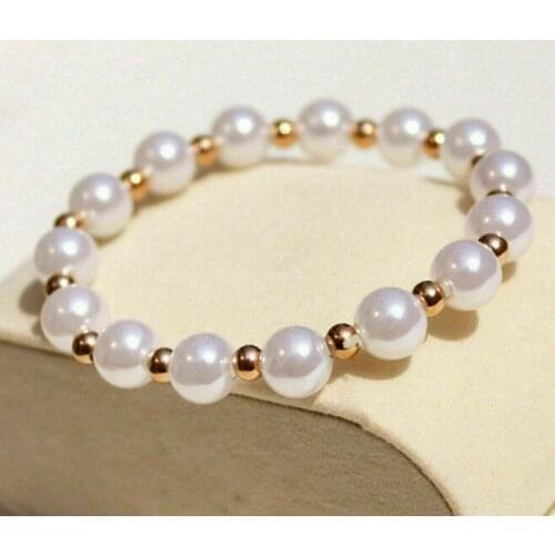 AAA+ 8-9mm Real White Sea South Pearl Bracelet Bangle 7.5