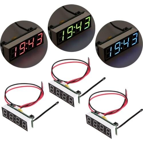 Car 3 in 1 LED DIY Digital Clock Temperature Voltage Module Electronic DC 5~30V