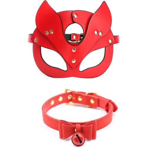Erotic Cosplay Leather Mask Women Bdsm whip Collar Fetish Erotic Masquerade Halloween Carnival Cosplay Party Mask
