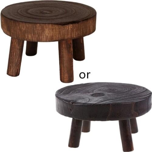 Solid Wood Round Bench Flower Pot Holder Plant and Succulent Flower Pot Base Display Stand Stool Home Garden Patio Decoration Sh
