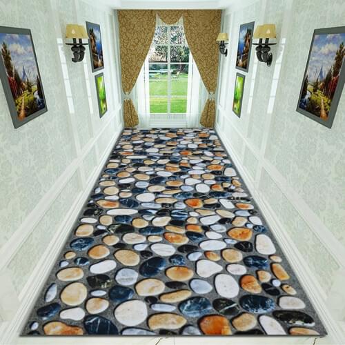 3D Cobblestone Corridor Carpet Soft Flannel Bedroom Carpet Entrance Door Mat Modern Flower Area Living Room Carpet 80 * 200