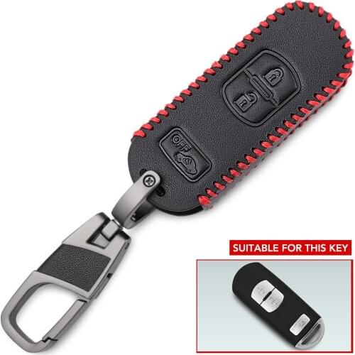 3 Button Leather Remote Key Case Cover For MAZDA 3 5 6 CX-5 CX-7 CX-9 Miata MX-5 Axela Fob Shell Skin Keyring Holder Protector