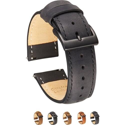 Leather Watch Band 20mm 22mm Vintage Watch Strap Crazy Horse Leather Watch Band Quick Release Retro Watches Straps Men Women