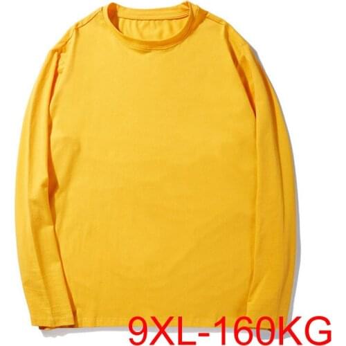 Autumn t-shirt Men 5XL 6XL 7XL 8XL 9XL bust 160cm Plus size long sleeve t shirt men 5 colors