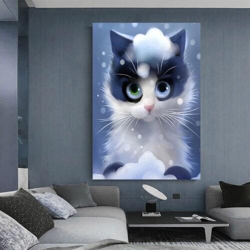 Royal Blue white Cat Prince DIY diamond painting cats dimaond embroidery full drill cat diamond painting mosaic full round drill