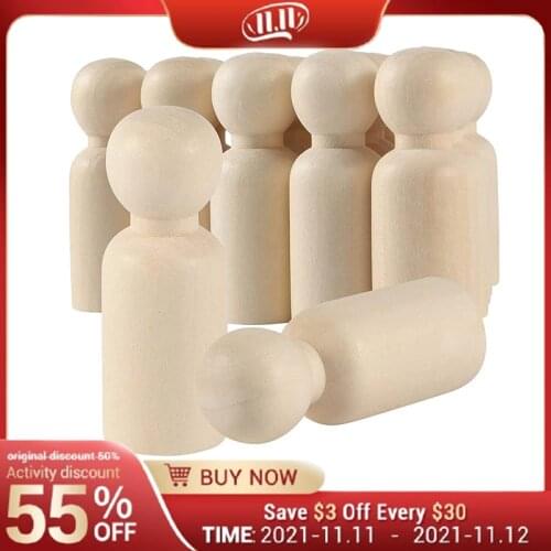 50Pcs Unfinished Baby Wooden Peg Dolls 35-55cm Large Peg People Blank Doll Body for Art Craft Figures Handmade DIY Painting Toys