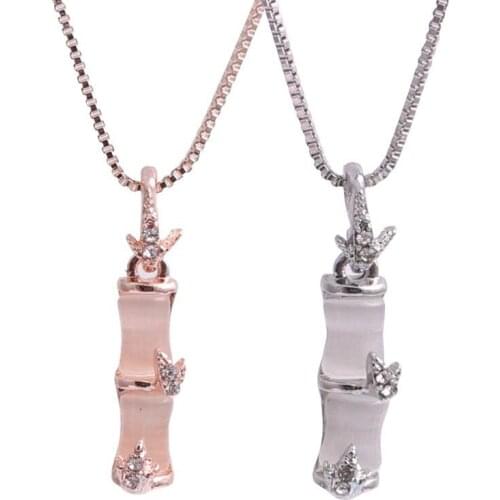 New Opal Bamboo Necklace Fashion Cool Pendant Non-Mainstream Simple Bamboo Clavicle Chain