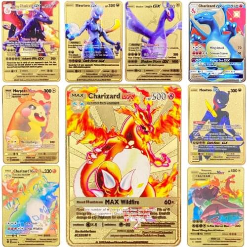 2021 NEW Arrival Pokemon Cards Metal Card V Card PIKACHU Charizard Golden Vmax Card Collection Gift Kids Game Cards ustomizable