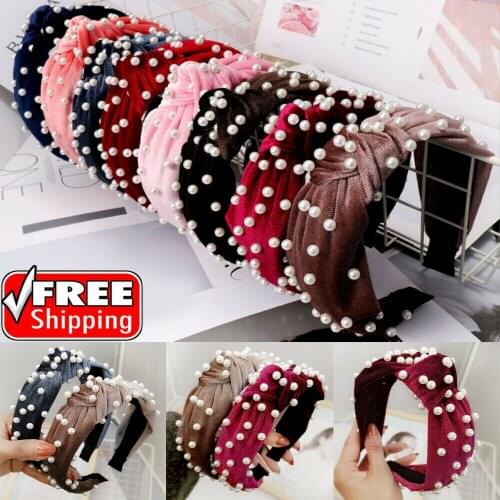 Pearl Bow Knot Hairband Women Hoop Simple Sweet Girl Hair Headband Accessory