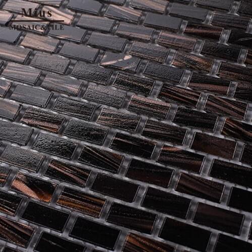 Rectangles glass Brown wall mosaic