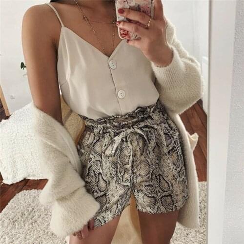 Fashion Women Snkae print High Waist Shorts Elegant Ladies Summer Trousers dames loose Snakeskin Short feminino Streetwear