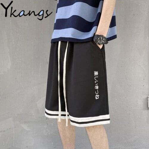 Striped Shorts Solid Korean Style High Waisted Harajuku Baggy Black Biker Running Shorts with Pocket Summer Women Loose Fashion