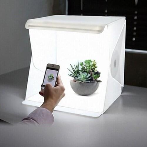 Mini Magnet Folding Lightbox Photography Studio Softbox LED Light Soft Box for iPhone Samsang DSLR Camera Photo Background
