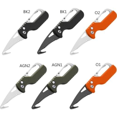 Folding Knife with Keychain Serrated Hook Pocket Hunting Knife,Outdoor Survival Knife Camping Fishing Knife