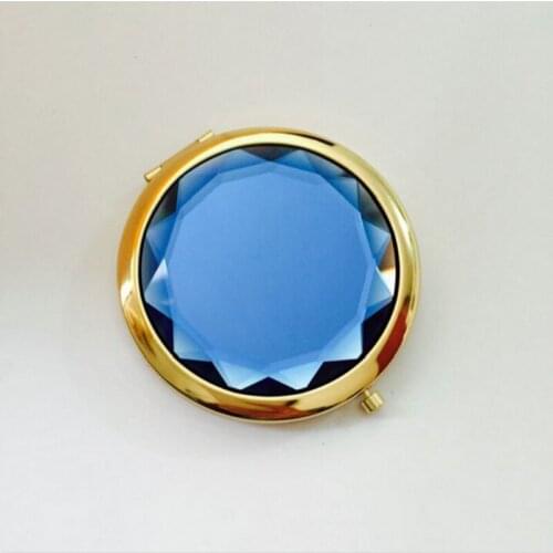 1Pc Folded Compact Mirrors Gold Silver Pocket Mirror Making Up for Personalized Gift Luxury Crystal Makeup Mirror Portable Round