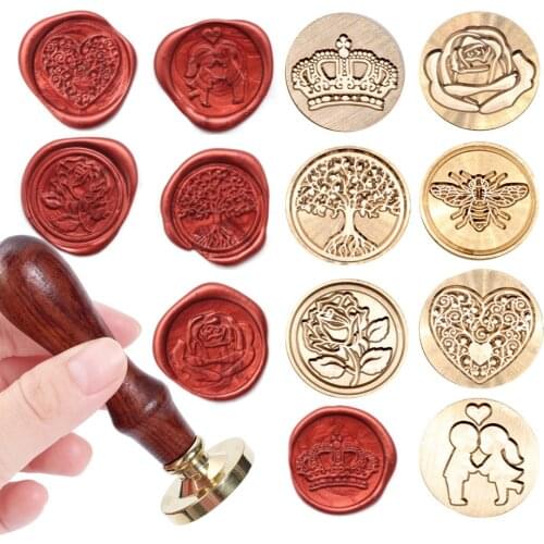 Paint Seal On The Birthday Card Retro Diy Envelope Stamps Rose Crown Tree Ornament Classic Wedding Invitations Wax Seal Stamp