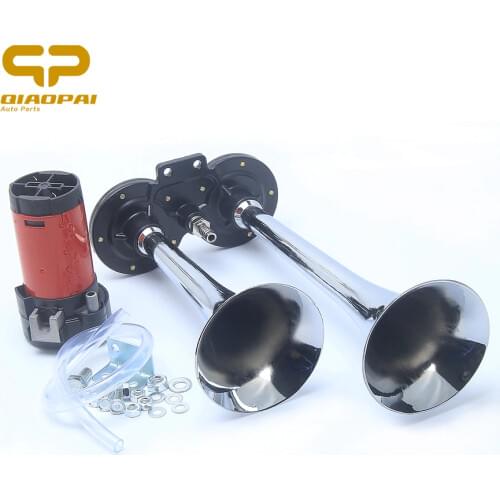 Universal Car Air Horn Compressor Complete 12V 24V 150DB Chrome Siren 2 Pipes Super Loud Dual Air Horn For Bus Truck Boat Train