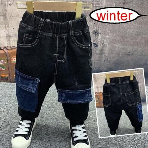 Baby Boys Clothing High Quality Thicken Winter Warm Jeans Children Pants Boys Thick Fleece Jean Pants 2-6YEARS