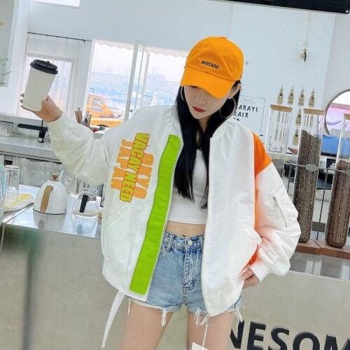 2021 spring new Korean style loose slim color matching short jacket jacket baseball suit student coat women tide