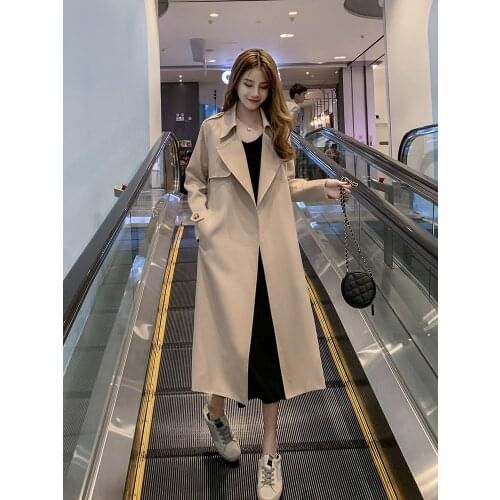 2021 windbreaker womens middle and long autumn new net red Korean temperament foreign style coat student thin coat