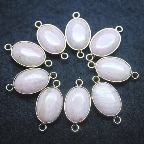10pcs nature chinese rhodonite stone connectors size 15x20mm oval shape nature gem stone for women necklace match making