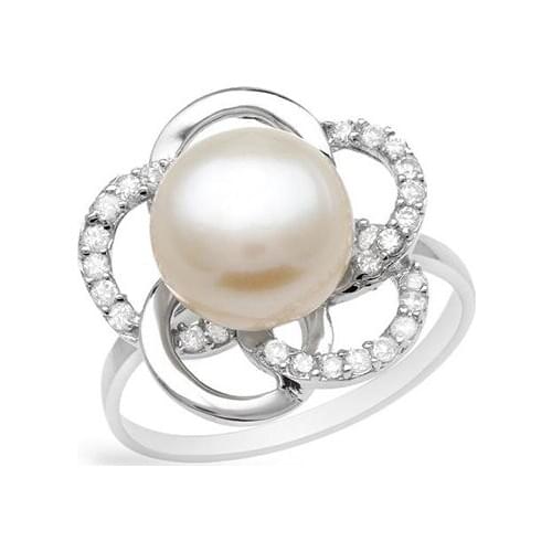 I&Zuan S925 Silver Rings White Cultured Freshwater Diameter 9~10mm Pearl Jewelry Rings for Women Fine Jewelry Party Accessories