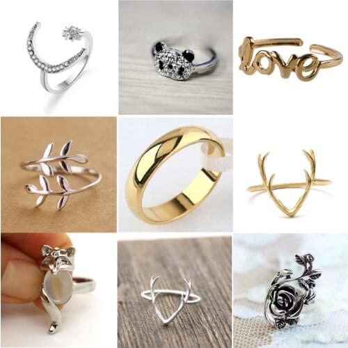 Hot Sale Metal Punk Rings Design Finger Rings for Women men Party Jewelry Gifts LETTER