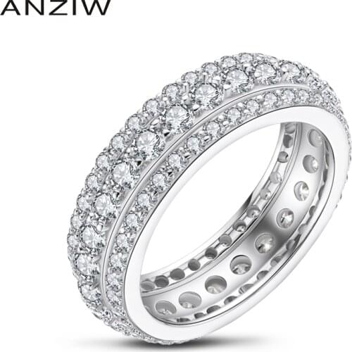 Fashion 925 Sterling Silver Wedding Engagement Full Enternity Rings Anniversary Ring Silver Women Bridal Band Ring Jewelry