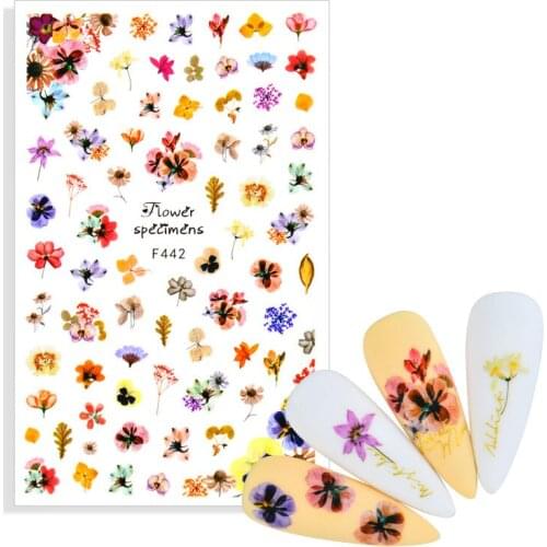 1 Sheet 3D Adhesive Nail Sticker Butterfly Flower Pattern ABC Letters Decals for Nails Manicure DIY Art Decorations Stickers