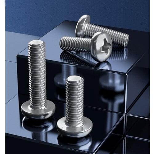 10/50 M2 M2.5 M3 M4 M5 M6 M8 M10 A2 304 Stainless steel Cross Round Phillips Pan Head Screw Bolt Length 3-100mm
