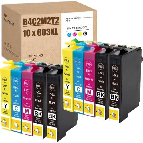 10PCS T603XL Compatible for Epson 603 XL Cartridges for Epson XP-3100 XP-3105 XP-2100 XP-2105 XP-4100 XP-4105 WF-2850 WF-2830