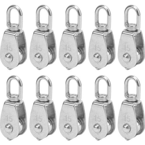 10PCS M15 Pulley Block 304 Stainless Steel Heavy Duty Traction Wheel Single/Double Wheel Lifting Rope Block
