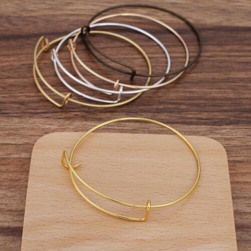 100pcs 68mm European and American Womens Adjustable Wire Wrapped Expandable Bangle Wrist Bracelet
