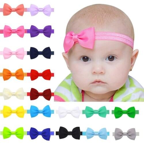 100pcs kids Small Bow Tie Headband DIY Grosgrain Ribbon Bow Elastic Hair Bands Hair Accessories