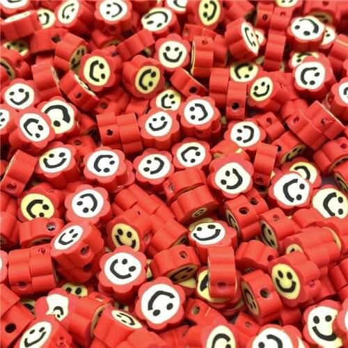 30pcs/lot 10mm Colorful Flower Shape Smiley Polymer Clay Beads Spacer Beads For Jewelry Making DIY Bracelet necklace #05
