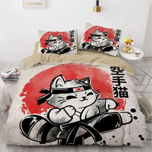 3D Comforter Case Duvet Quilt Cover Bedding Set Twin King Queen Double Single Size Cartoon Design Cat Home Textile
