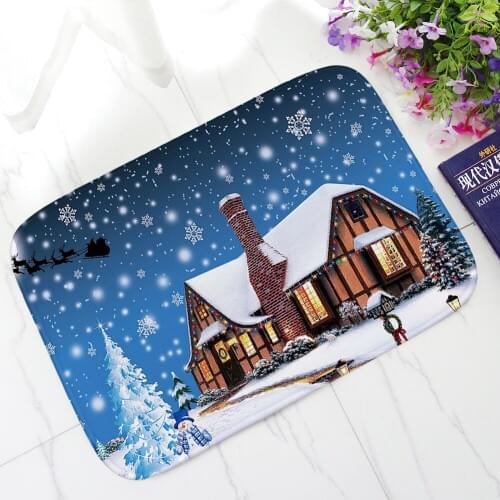 3D Printed Christmas Pattern Welcome Floor Mats Flannel Soft Living Room Bedroom Mat Washable Home Hallway Indoor Doormat